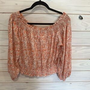Floral Off-Shoulder Top - Orange